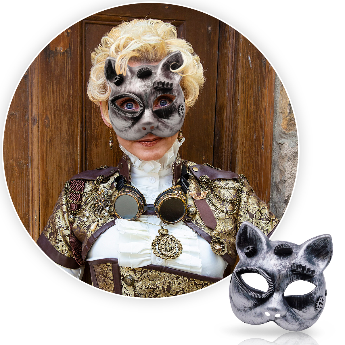 Miniatura 7 de Mascara Steampunk Gato Metal OF325